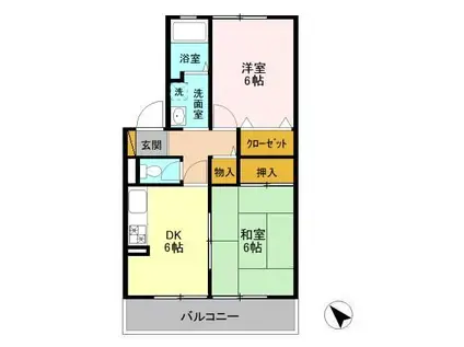 サンモール(2DK/2階)の間取り写真