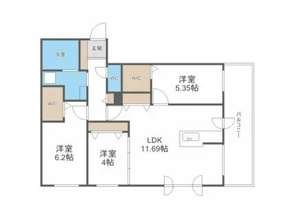 アルファスクエア北20西4(3LDK/2階)の間取り写真