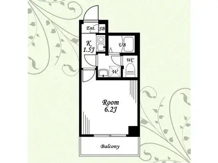 フルセイル唐木田(1K/3階)の間取り写真