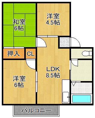 サクセス葛原A棟(3LDK/1階)の間取り写真