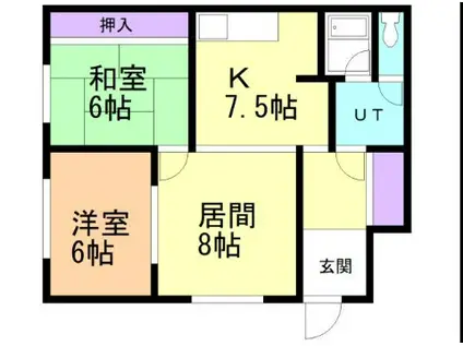 コーポ高平(2LDK/2階)の間取り写真