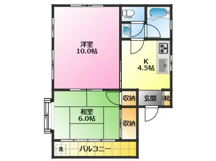 シャンブルドット野川(2K/3階)の間取り写真
