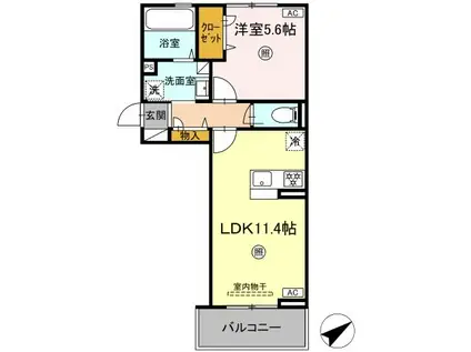 WM新八代 B棟(1LDK/3階)の間取り写真