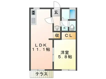メゾン奥村(1LDK/1階)の間取り写真