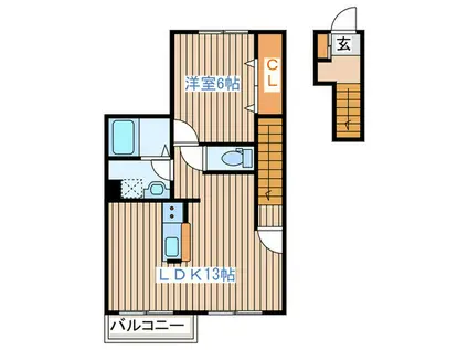 ヴィラローゼ(1LDK/2階)の間取り写真