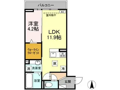 D-ROOM南高橋町ウエスト(1LDK/2階)の間取り写真