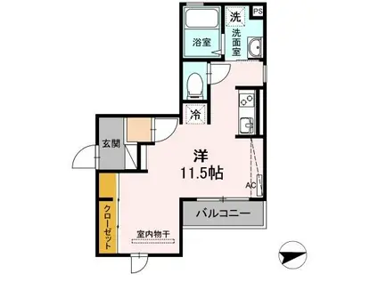 オッツエムII(ワンルーム/2階)の間取り写真