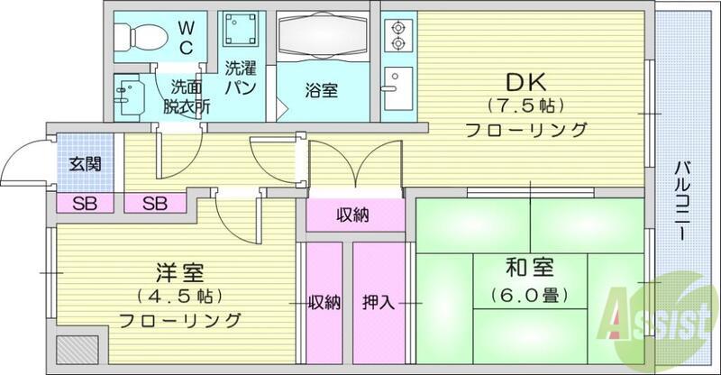 ロイヤルヒルズ柳生Ⅱ(2DK/2階)の間取り写真