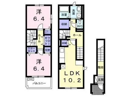 ノヴァジェントリーK(2LDK/2階)の間取り写真