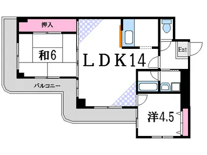 シャンサール船堀(2LDK/8階)の間取り写真