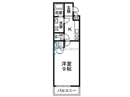 バンブーコートII番館(1K/2階)の間取り写真