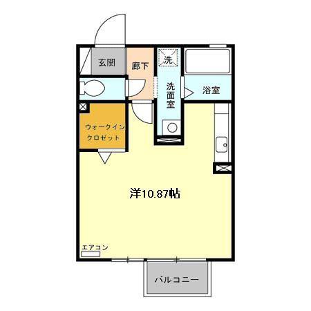 プルーム(ワンルーム/2階)の間取り写真