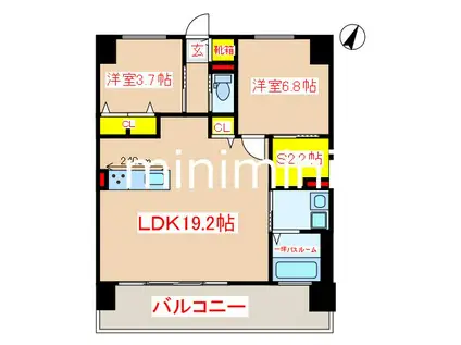 ISORA(2SLDK/8階)の間取り写真