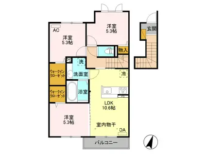 サンライズ パレ(3LDK/2階)の間取り写真