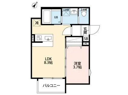 ノードテラス東所沢(1LDK/3階)の間取り写真