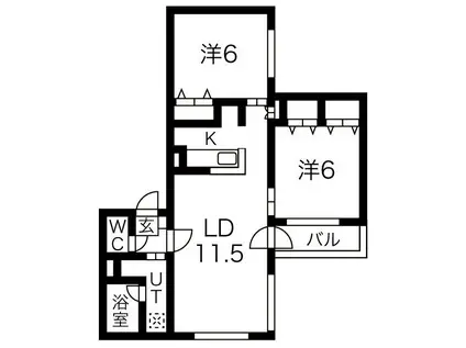 アルフィーネ新札幌(2LDK/2階)の間取り写真