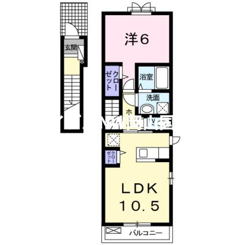 アルカンシエルSAI(1LDK/2階)の間取り写真