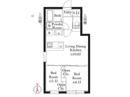カーサフィオーレ亀戸(2LDK/4階)の間取り写真