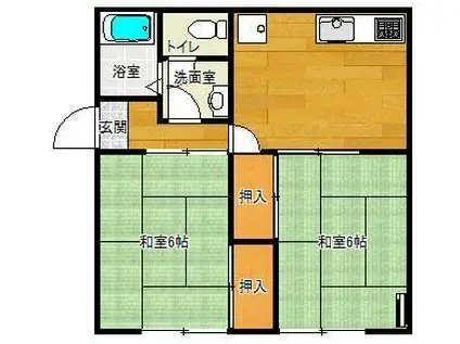 リバーサイド(2DK/1階)の間取り写真