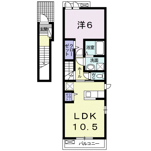 サンヴェールハイツ北(1LDK/2階)の間取り写真