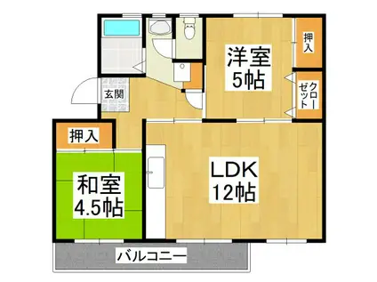 狭山3号棟(2LDK/5階)の間取り写真