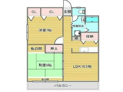 レミエル水前寺(2LDK/3階)の間取り写真