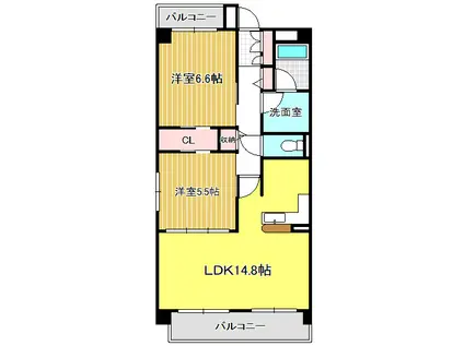 LE CIEL(2LDK/2階)の間取り写真