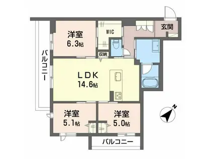 ベンガレンシス(3LDK/3階)の間取り写真