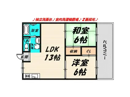 セキスイ緑地ハイツA棟(2LDK/1階)の間取り写真