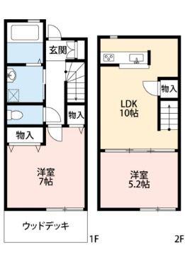 RIZ エクリュ(2LDK/1階)の間取り写真