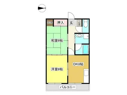 レジデンス貴吉(2DK/4階)の間取り写真