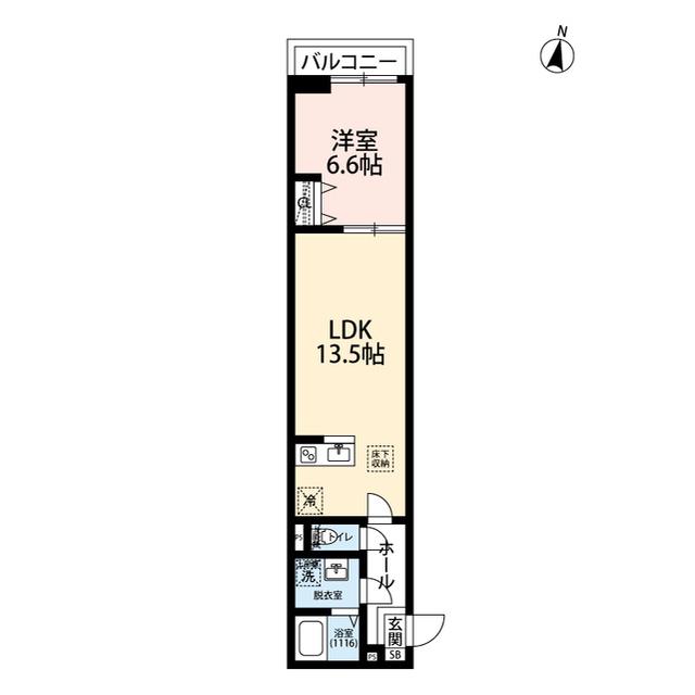 エクセラン柴崎町(1LDK/1階)の間取り写真