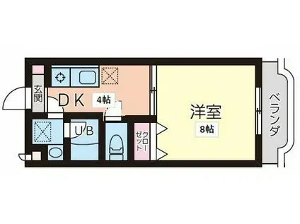 グロワール(1K/1階)の間取り写真