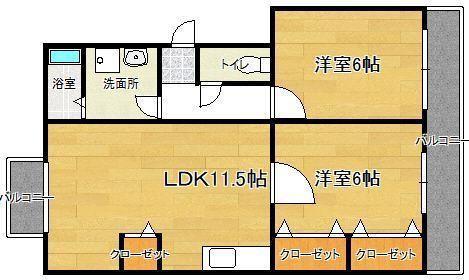 高嶋ハイツ(2LDK/1階)の間取り写真