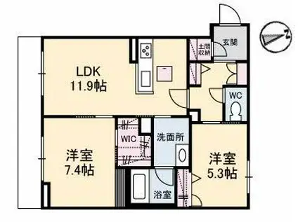 コモンドーレ(2LDK/1階)の間取り写真
