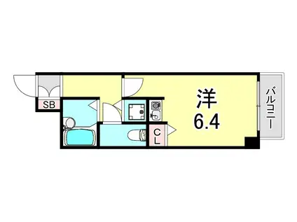 ベルズコート上沢(1K/2階)の間取り写真