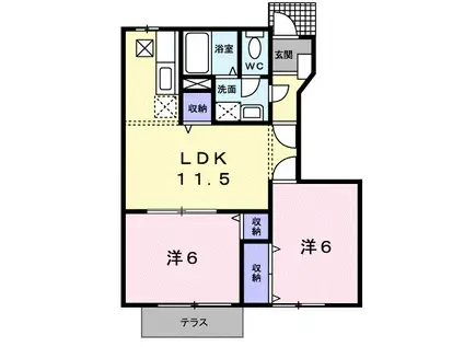 マーヴェラスK(2LDK/1階)の間取り写真