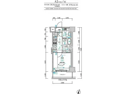 RELUXIA横濱吉野町III(1K/2階)の間取り写真