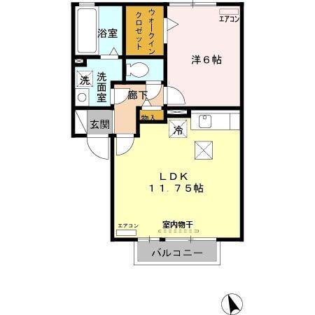 シャトーフェニックスA(1LDK/1階)の間取り写真