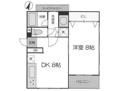 西麻布フラッツ(1DK/1階)の間取り写真