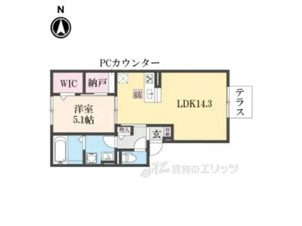 リオ オエステ プラス(1LDK/1階)の間取り写真