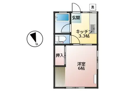 コーポサブ1(1K/2階)の間取り写真