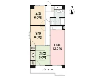 プラザアンジェロ(3LDK/2階)の間取り写真