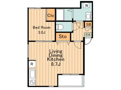 ALVER方南町(1LDK/1階)の間取り写真