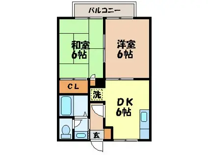 岩永ハイツ(2DK/2階)の間取り写真