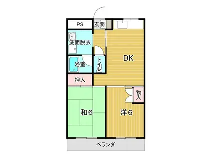 メゾンドヴァンベール(2DK/3階)の間取り写真
