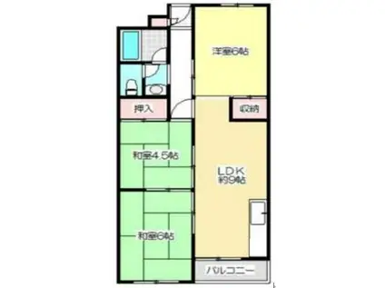 夢野ハイタウン1号棟(3LDK/5階)の間取り写真