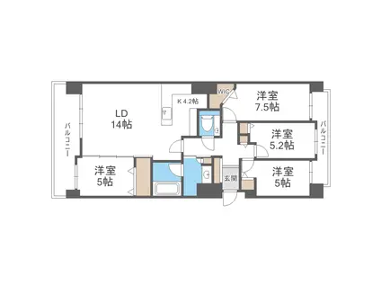 クリオ東札幌プレミアムスクエア(4LDK/11階)の間取り写真