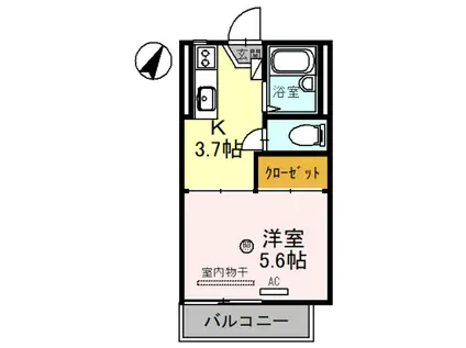 ハイツてんりゅう(1K/2階)の間取り写真