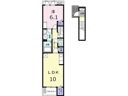 オラ長田町B(1LDK/2階)の間取り写真